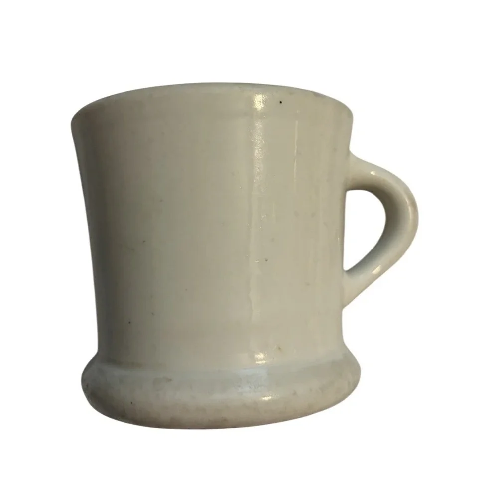 Hall China Shaving Mug Vintage Mid Century White Ceramic Barber Cup 3.5in